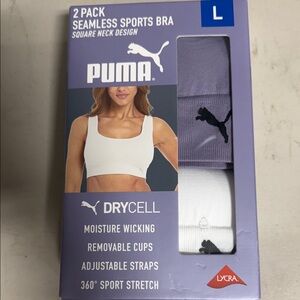 Puma 2-Pack Seamless Sports Bras - Lavender & White